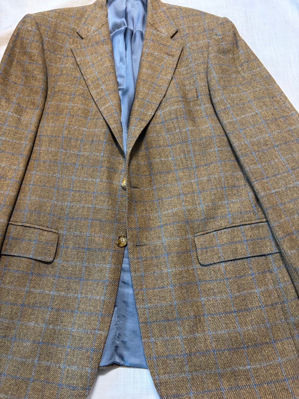 Vintage Magee Men's Brown Windowpane Wool Blazer 44r